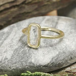 Moonstone & 14k gold-plated petite amour ring NWT